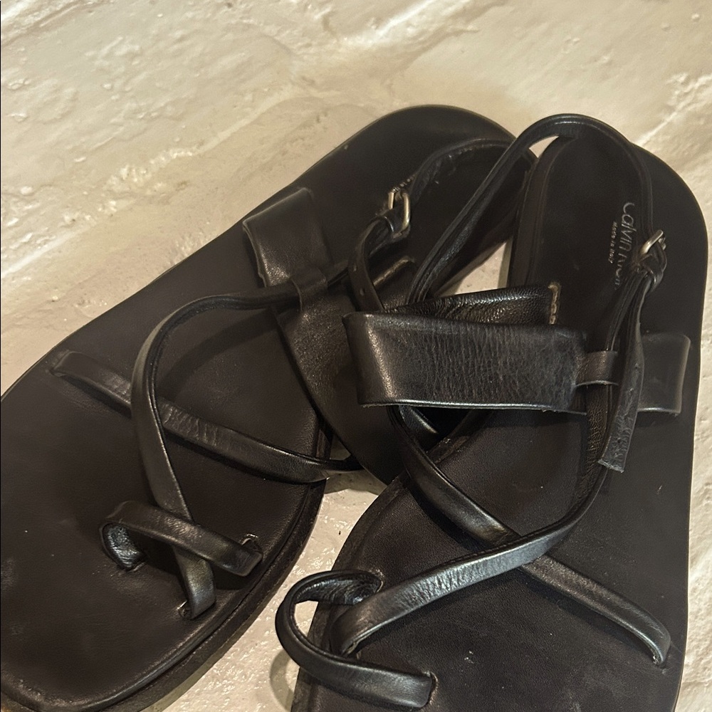 Calvin Klein Black Leather Sandals